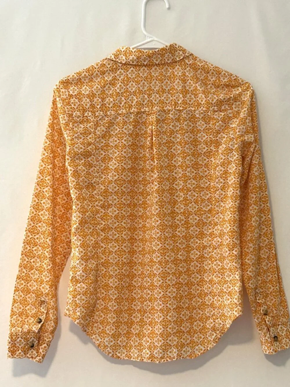 Maeve Petrin cotton button down orange shirt, size 0